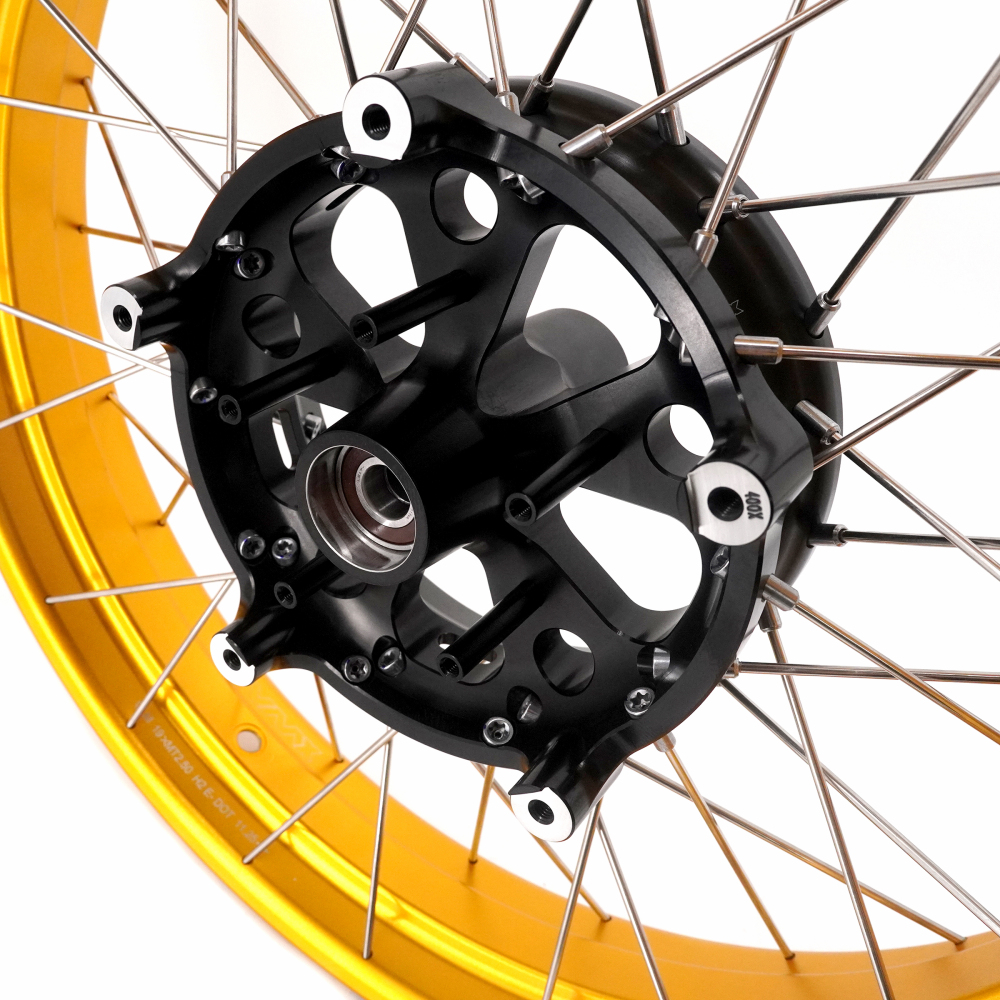 VMX Tubeless Wheels fit Triumph Scrambler 400X 2024-2025-- 2.5*19"/3.5*17" Black Hub Gold Rim