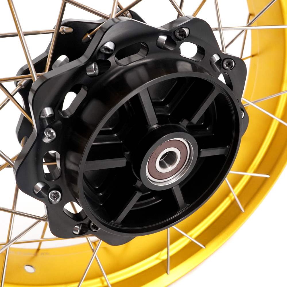 VMX Tubeless Wheels fit Triumph Scrambler 400X 2024-2025-- 2.5*19"/3.5*17" Black Hub Gold Rim
