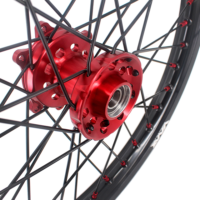 VMX 21/19 MX Motorcycle Wheel Rims Set  Fit HONDA CRF250R CRF450R 2012 Red hub/Nipple Black Rim/Spoke