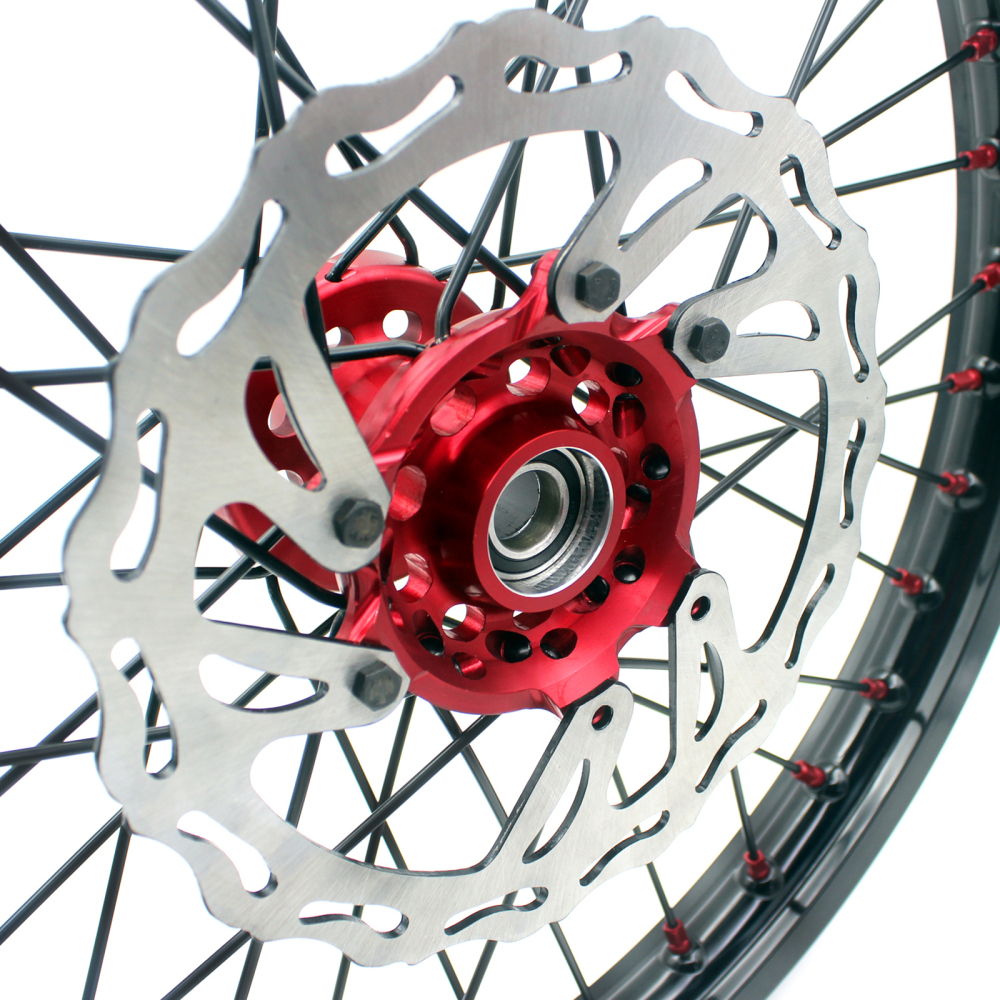 Fit HONDA CRF250R 04-13 CRF450R 02-12 --VMX 3.5/5.0 Motorcycle Supermoto Wheels Set CNC Red Hub