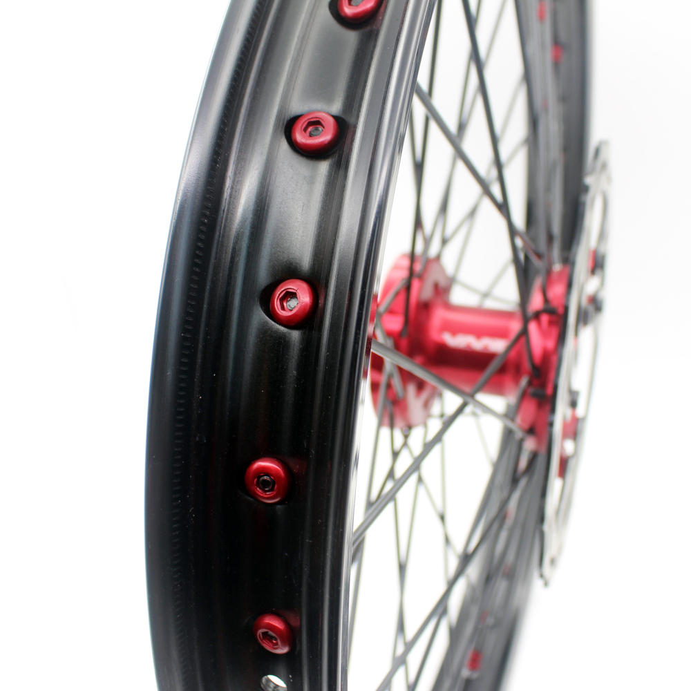 Fit HONDA CRF250R 04-13 CRF450R 02-12 --VMX 3.5/5.0 Motorcycle Supermoto Wheels Set CNC Red Hub