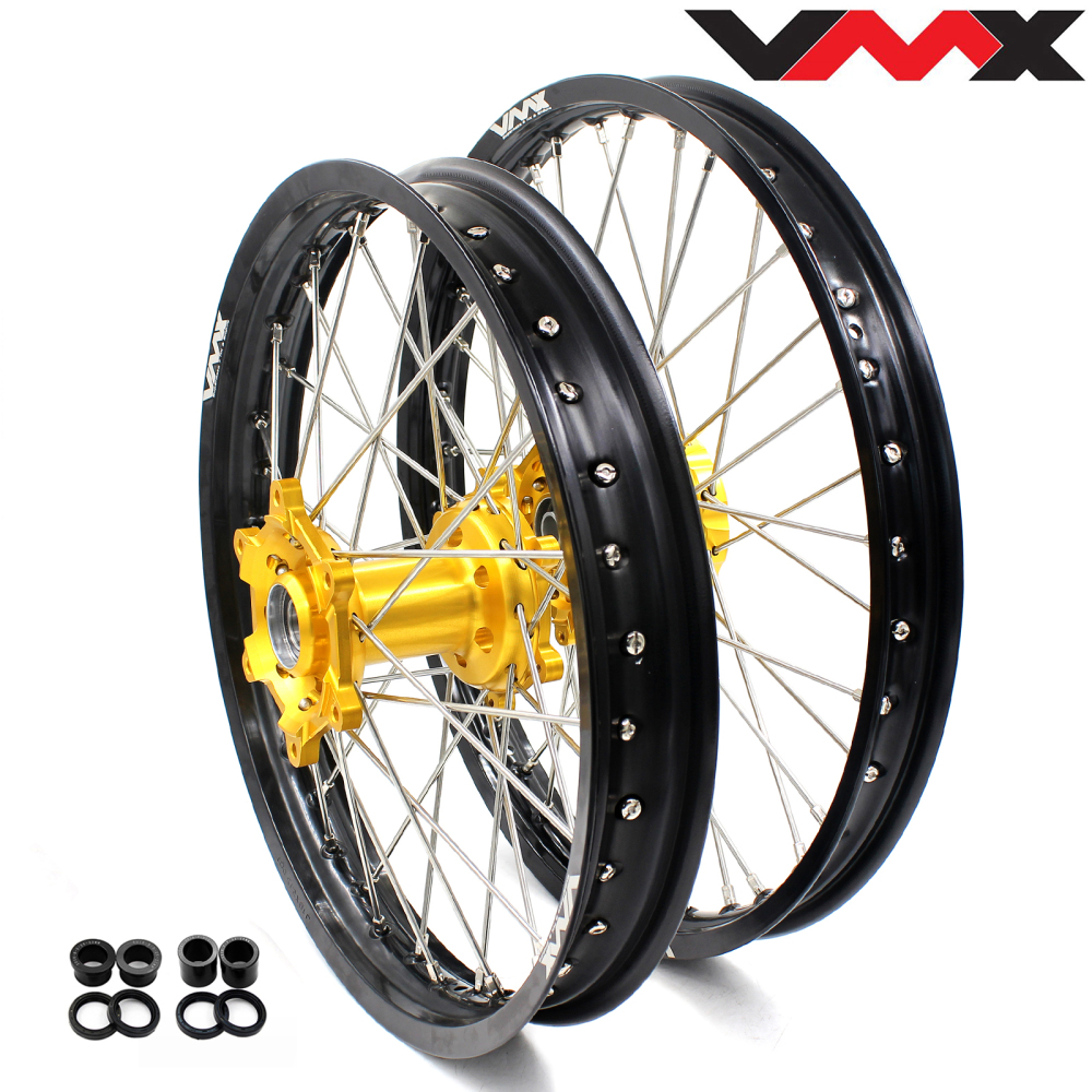 21/19 Rims fit RMZ250 RMZ450 2005-2026 -- VMX 21/19 Dirt Bike Wheels for Suzuki CNC Gold Hubs
