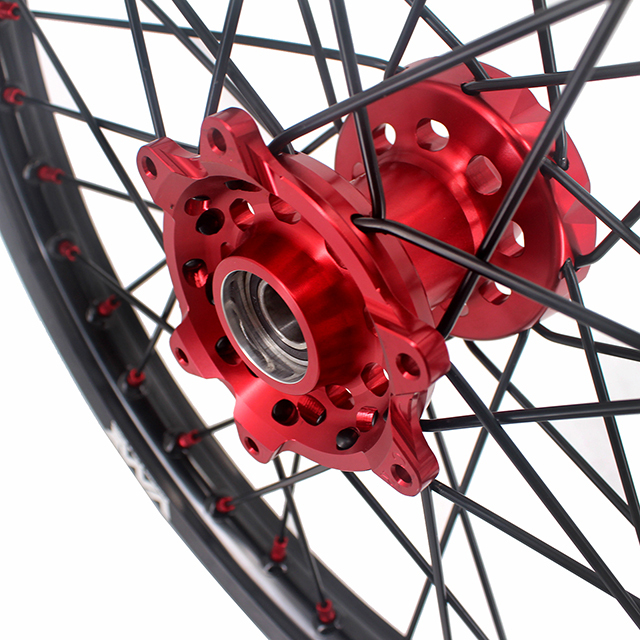 VMX 21/19 MX Motorcycle Wheel Rims Set  Fit HONDA CRF250R CRF450R 2012 Red hub/Nipple Black Rim/Spoke