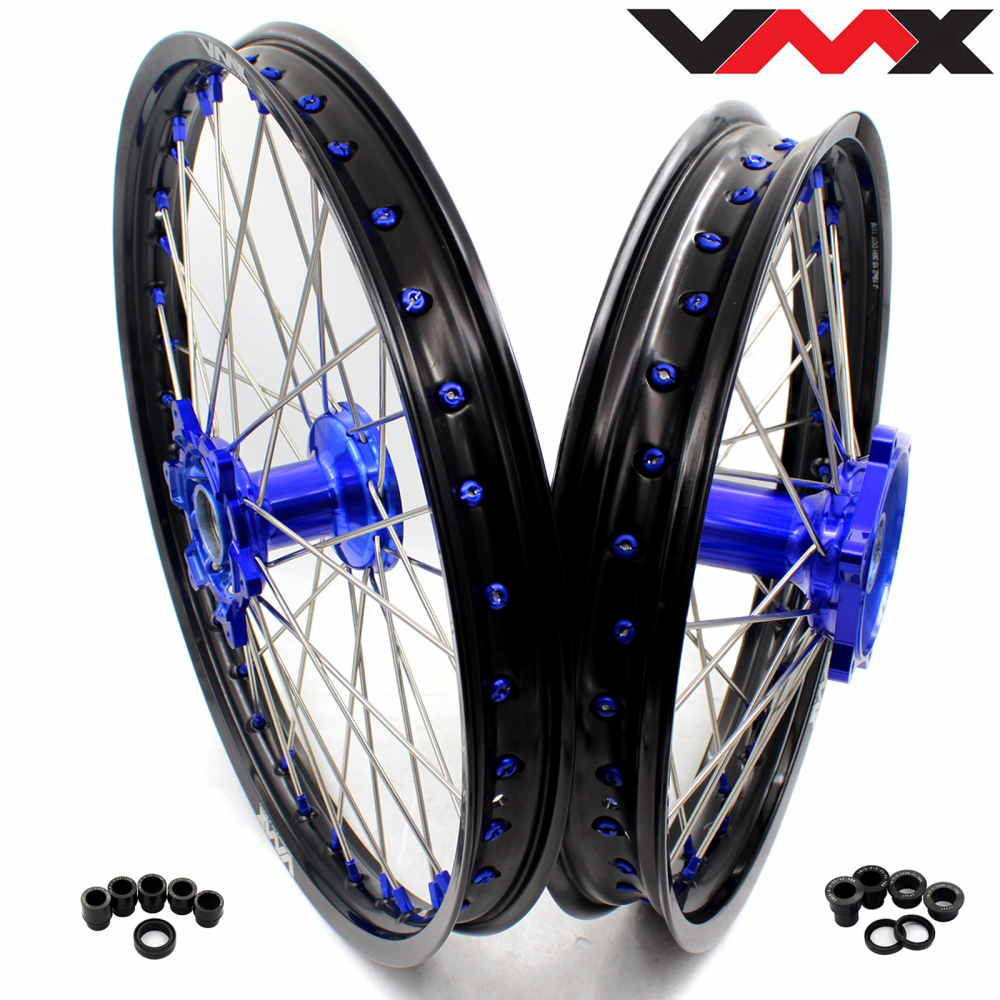 VMX 21/19 MX Casting Wheel Set fit YAMAHA YZ250F YZ450F YZ125 YZ250 1999-2025 Blue Hubs/Nipples
