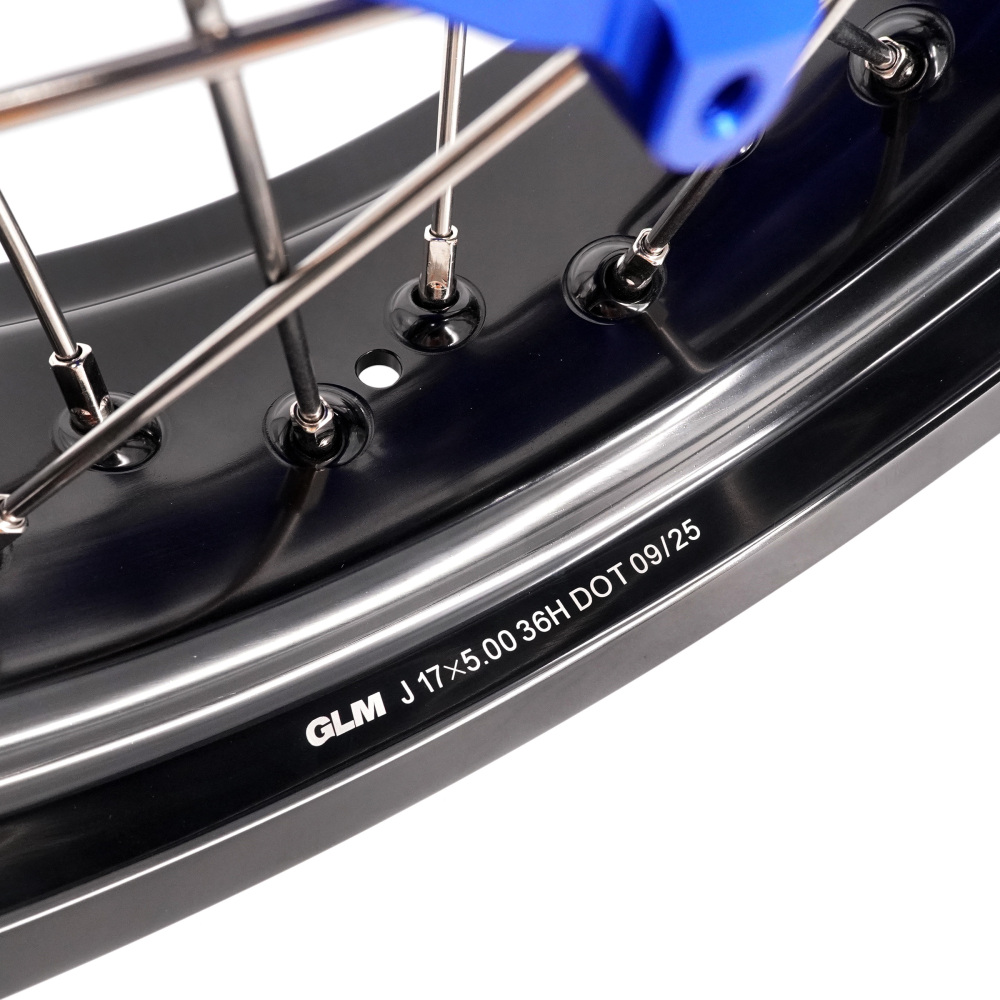 Pre-Order Wheels fit Husqvarna 701 Enduro 2016 - 2024 /KTM690 ENDURO R  /KTM 690 SMC -- VMX 3.5/5.0 Supermoto Rims Cush Drive CNC Blue Hub