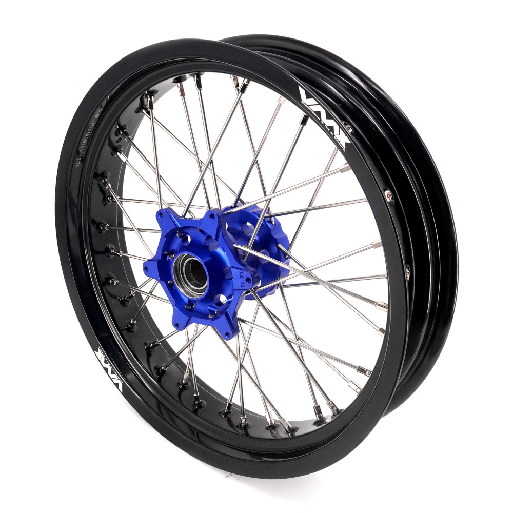 Pre-Order Wheels fit Husqvarna 701 Enduro 2016 - 2024 /KTM690 ENDURO R  /KTM 690 SMC -- VMX 3.5/5.0 Supermoto Rims Cush Drive CNC Blue Hub
