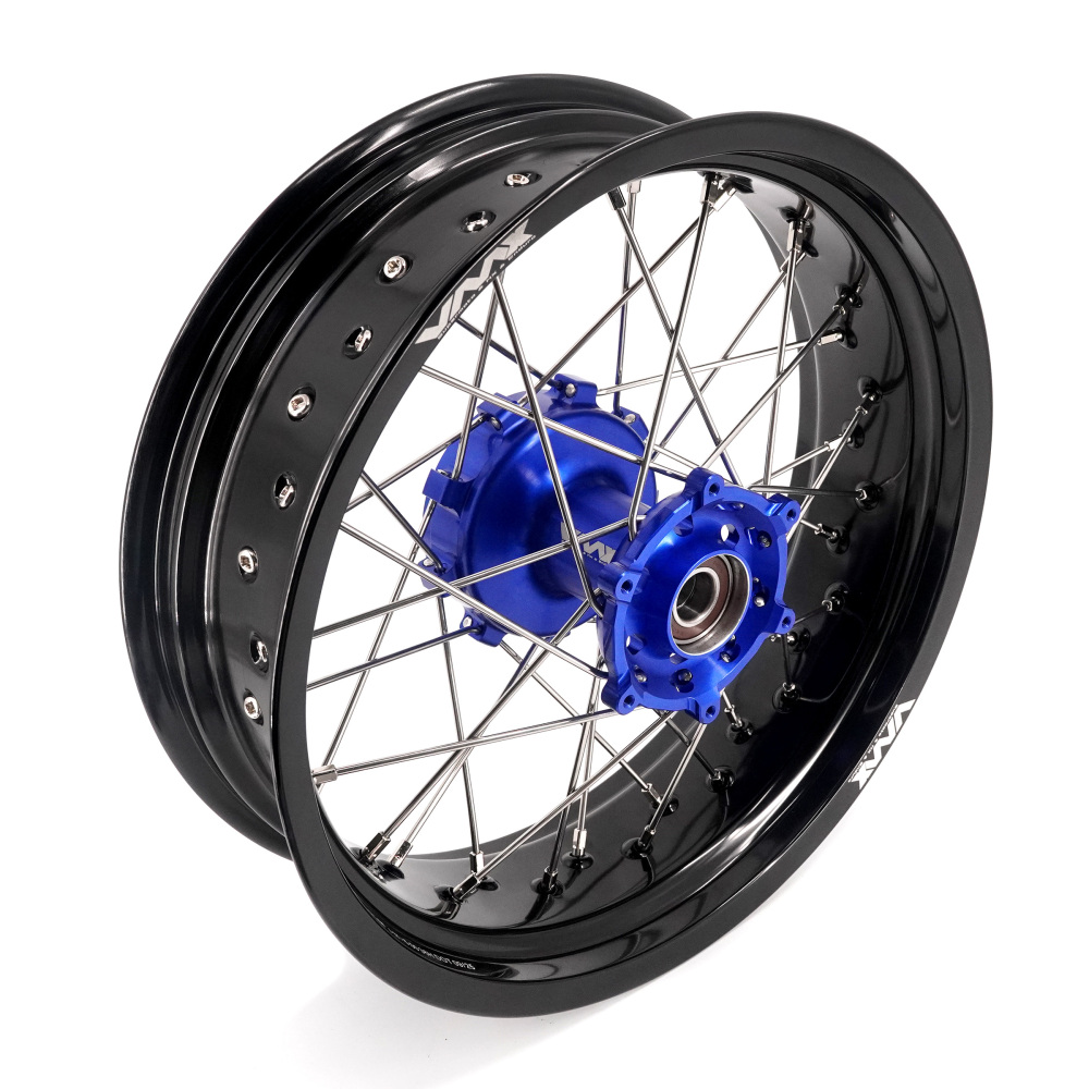 Pre-Order Wheels fit Husqvarna 701 Enduro 2016 - 2024 /KTM690 ENDURO R  /KTM 690 SMC -- VMX 3.5/5.0 Supermoto Rims Cush Drive CNC Blue Hub
