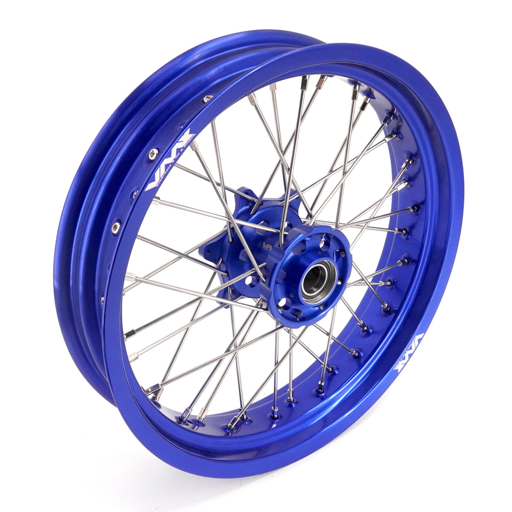 Pre-Order Blue Wheels fit Husqvarna 701 Enduro 2016 - 2024 /KTM690 ENDURO R  /KTM 690 SMC -- VMX 3.5/5.0 Supermoto Blue Rims Cush Drive CNC Blue Hubs