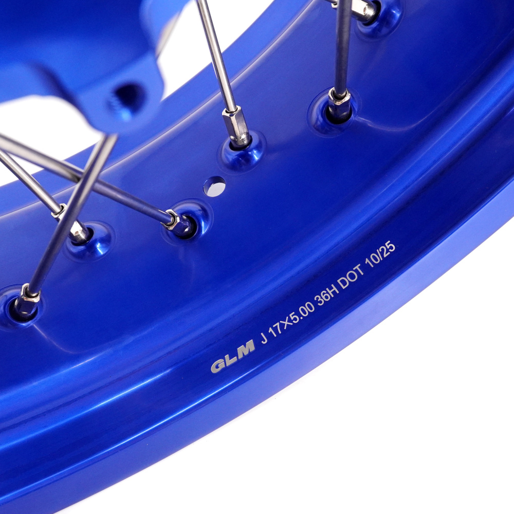 Pre-Order Blue Wheels fit Husqvarna 701 Enduro 2016 - 2024 /KTM690 ENDURO R  /KTM 690 SMC -- VMX 3.5/5.0 Supermoto Blue Rims Cush Drive CNC Blue Hubs
