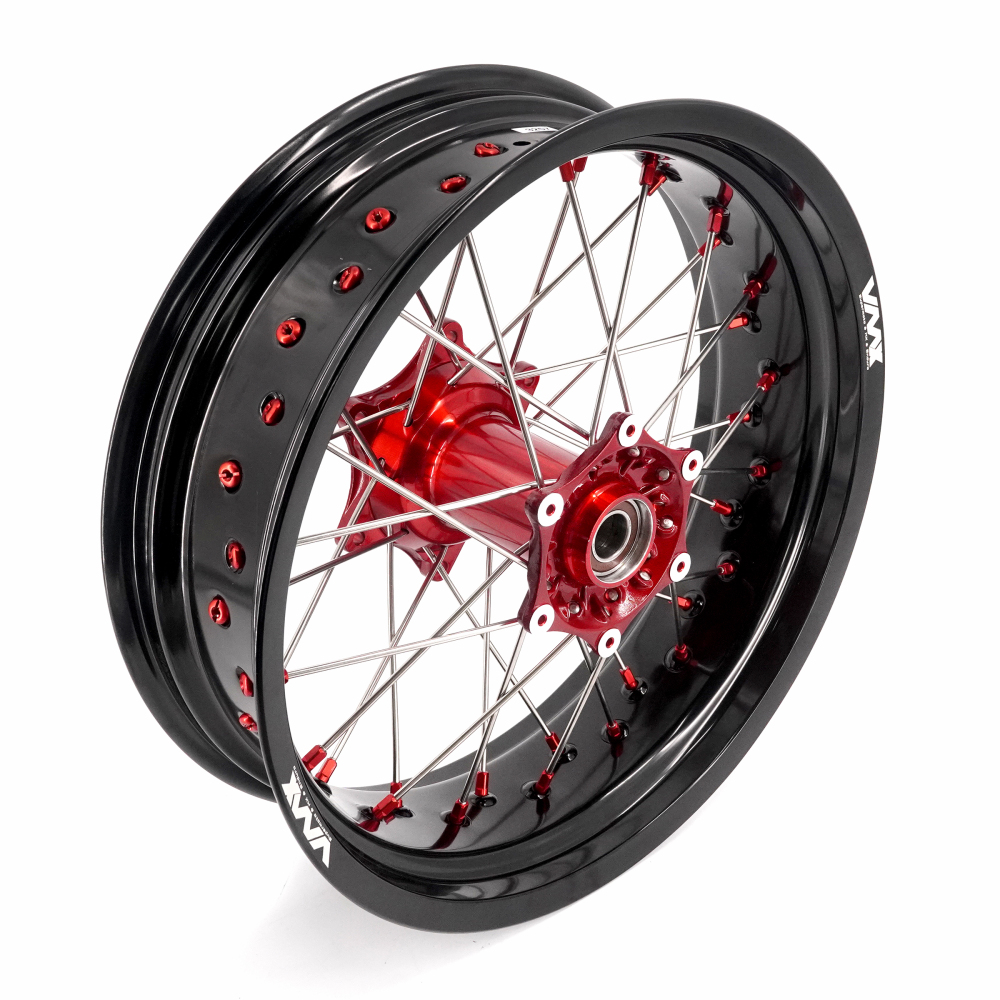 Pre-Order Wheels (Cast Red Hub) fit KTM SXF EXC XCW XC-F 2003-2026 -- VMX 3.5/5.0 Supermoto Wheels CST Tires Set Red Nuts