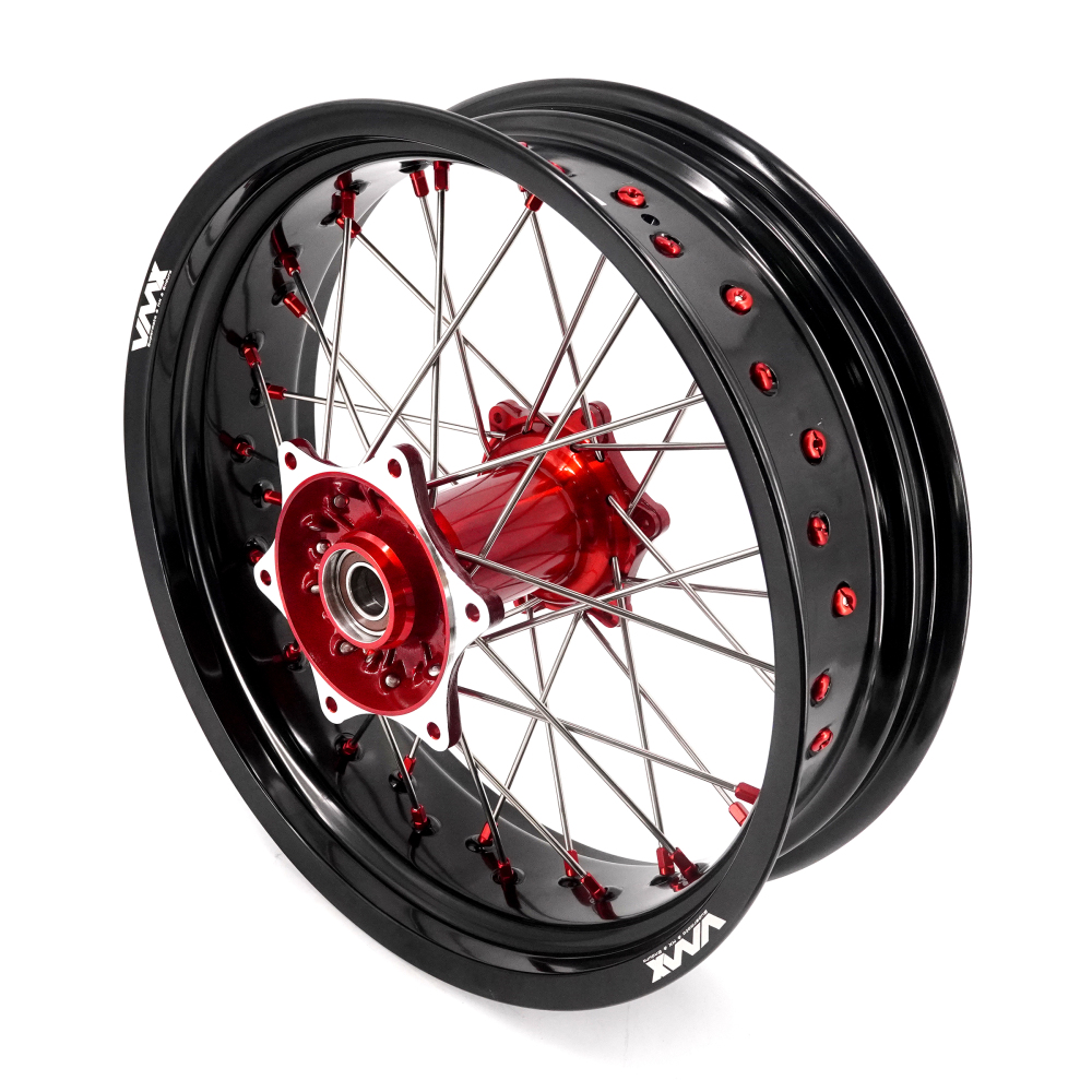 Pre-Order Wheels (Cast Red Hub) fit KTM SXF EXC XCW XC-F 2003-2026 -- VMX 3.5/5.0 Supermoto Wheels CST Tires Set Red Nuts