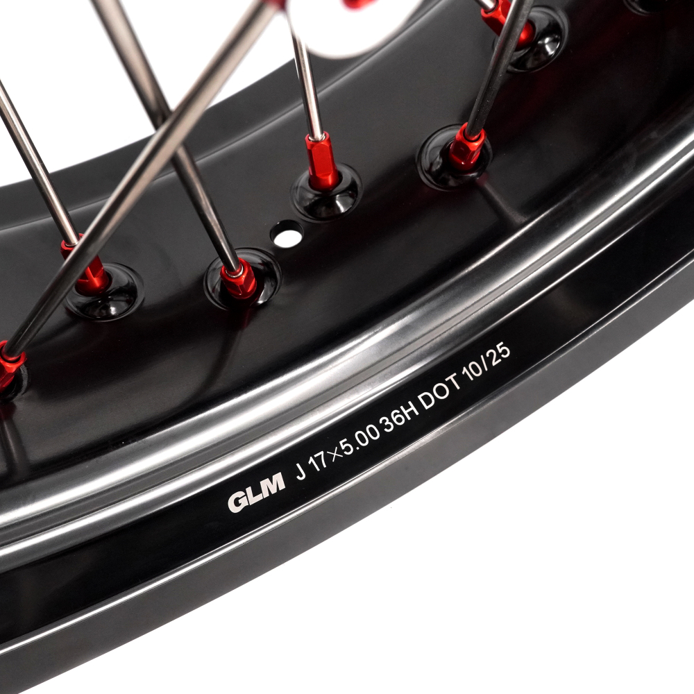 Pre-Order Wheels (Cast Red Hub) fit KTM SXF EXC XCW XC-F 2003-2026 -- VMX 3.5/5.0 Supermoto Wheels CST Tires Set Red Nuts