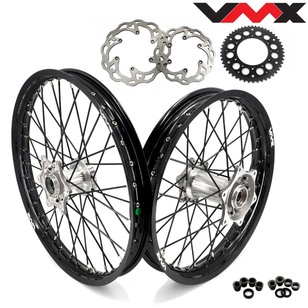 Pre-Order 21/19 Wheels Cast Hub for KTM XC-F SX-F XC-W /Husqvarna TC TE FE FC -- VMX MX Off-road Wheels Silver Cast Hub Black Spokes