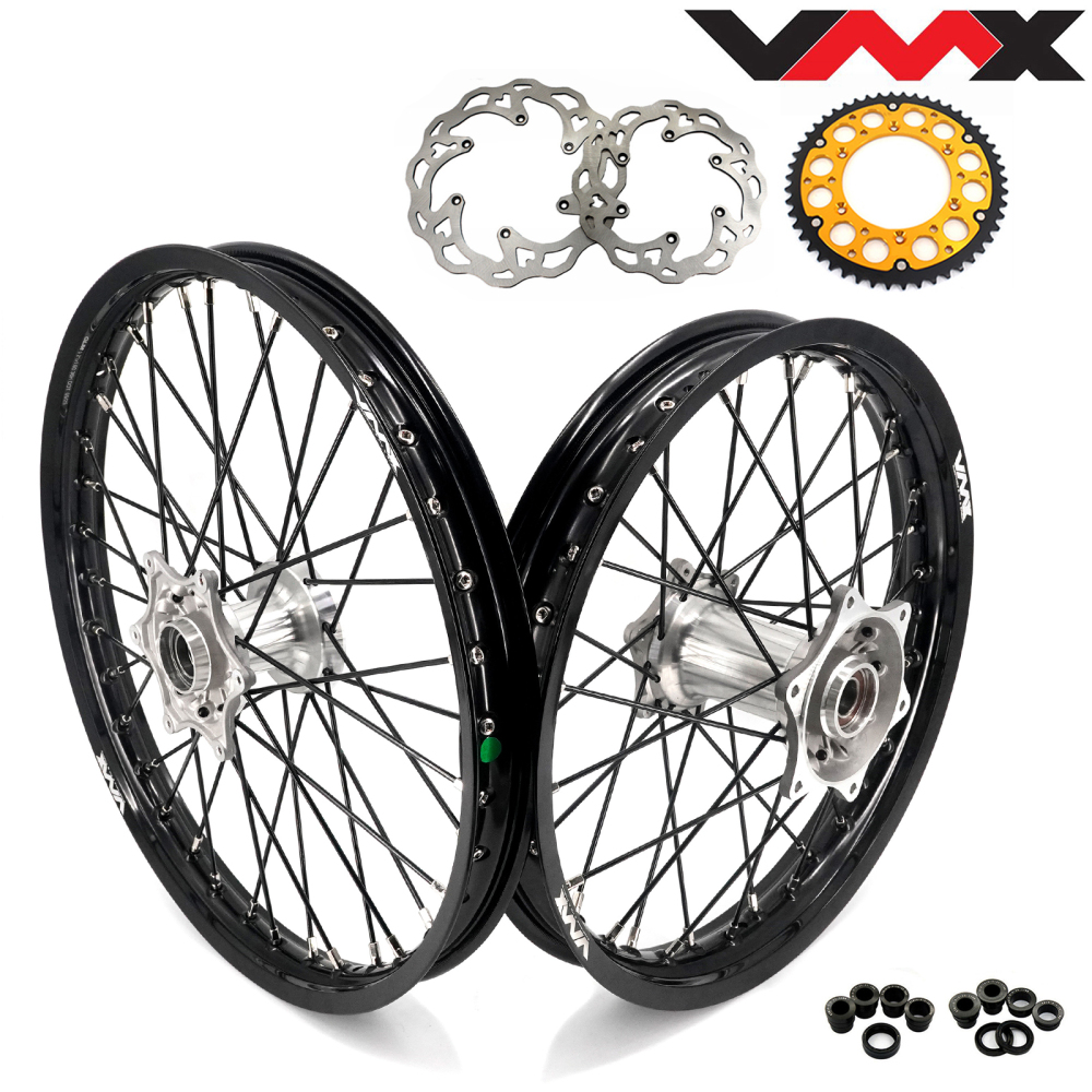 Pre-Order 21/19 Wheels Cast Hub for KTM XC-F SX-F XC-W /Husqvarna TC TE FE FC -- VMX MX Off-road Wheels Silver Cast Hub Black Spokes