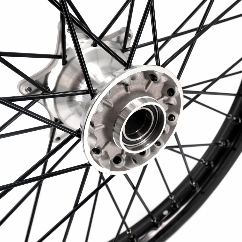 Pre-Order 21/19 Wheels Cast Hub for Stark Varg -- VMX Dirt Bike Rims Set Silver Hubs Black Spokes