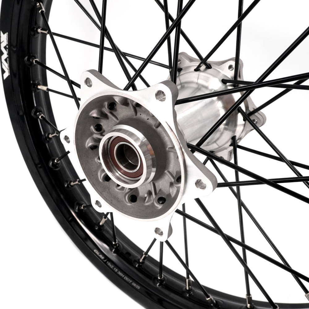 Pre-Order 21/19 Wheels Cast Hub for Stark Varg -- VMX Dirt Bike Rims Set Silver Hubs Black Spokes