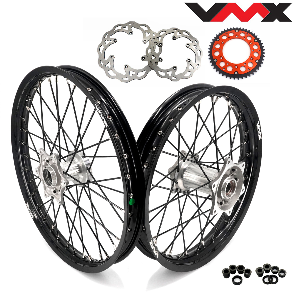 Pre-Order 21/19 Wheels Cast Hub for KTM XC-F SX-F XC-W /Husqvarna TC TE FE FC -- VMX MX Off-road Wheels Silver Cast Hub Black Spokes