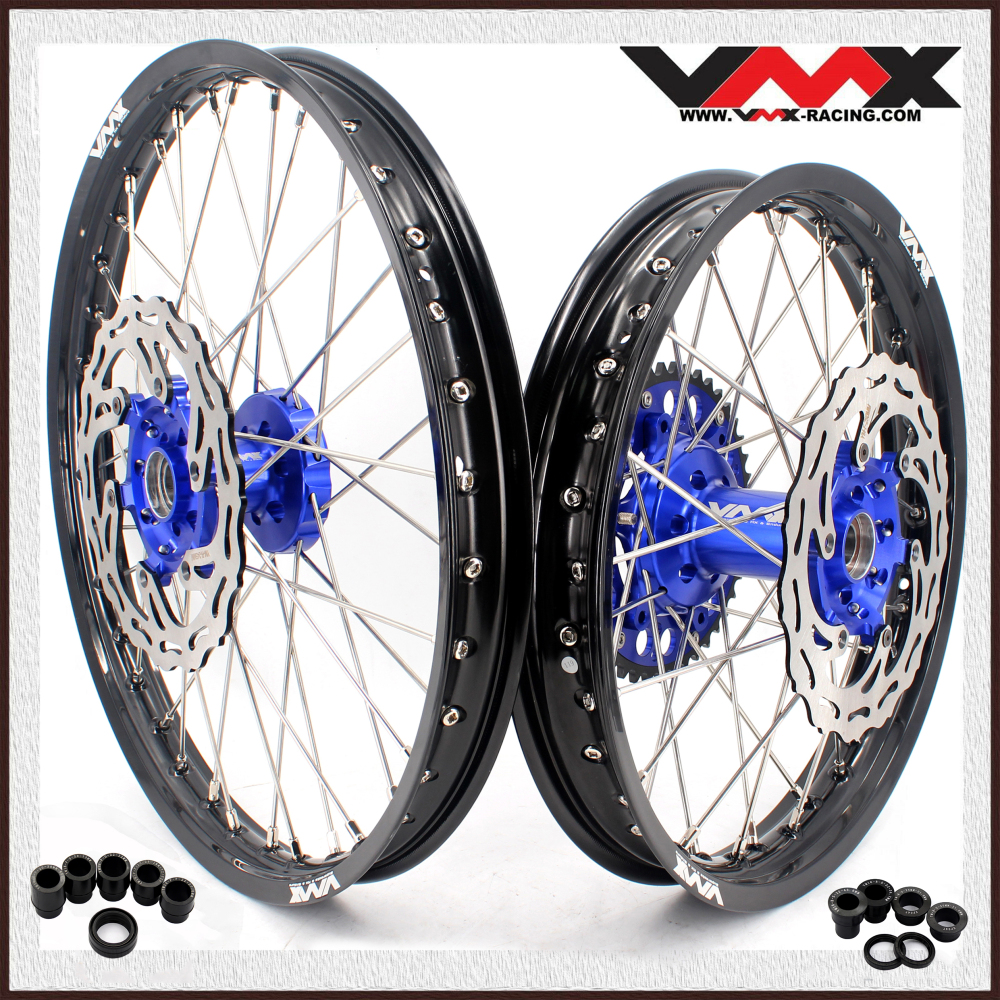 Pre-Order 21/19 Rims fit Yamaha YZ125 YZ250 YZ250F YZ450F 2001-2026 -- VMX Dirt Bike Wheels CNC Blue Hubs with Discs