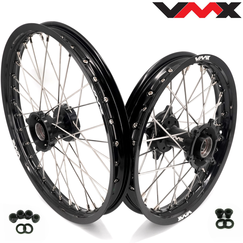 Pre-Order VMX 19/16 Rims fit 2025-2026 KTM 85 SX / Husqvarna TC 85 / Gas Gas MC 85 -- VMX Kids Dirt Bike Wheels Set CNC Black Hub