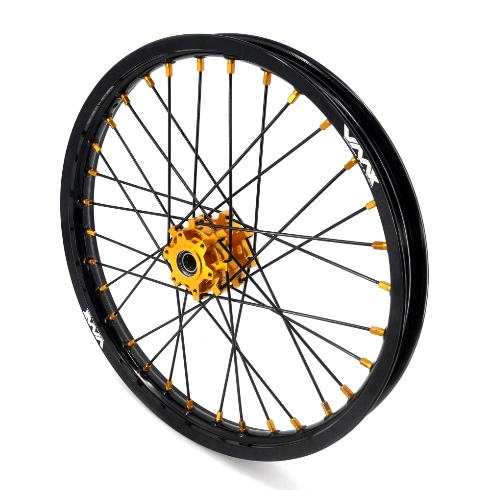 VMX 19/16 Rims fit Light Bee 2019 -2025 -- VMX Electric Dirt Bike Wheels for Surron CNC Gold Hubs New Style with a Front Disc and an Adapter