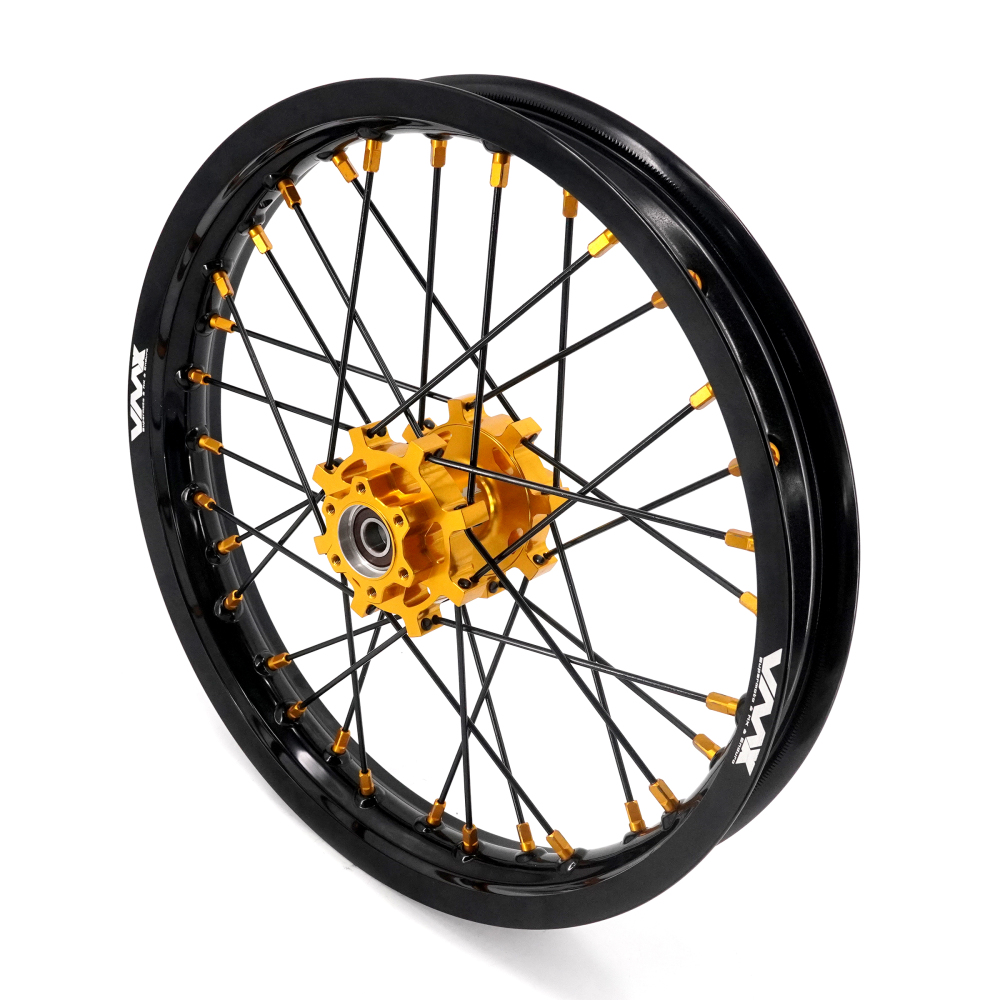 VMX 19/16 Rims fit Light Bee 2019 -2025 -- VMX Electric Dirt Bike Wheels for Surron CNC Gold Hubs New Style with a Front Disc and an Adapter