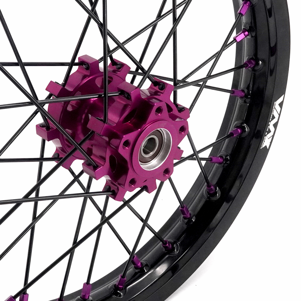 VMX 19/16 Rims fit Light Bee 2019 -2025 -- VMX Electric Dirt Bike Wheels for Surron CNC Purple Hubs New Style with a Front Disc and an Adapter