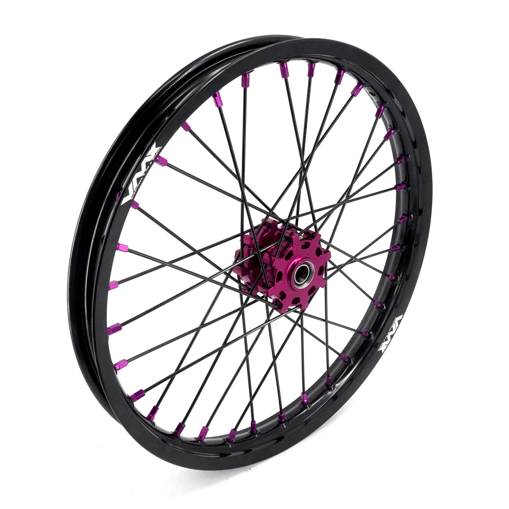 VMX 19/16 Rims fit Light Bee 2019 -2025 -- VMX Electric Dirt Bike Wheels for Surron CNC Purple Hubs New Style with a Front Disc and an Adapter