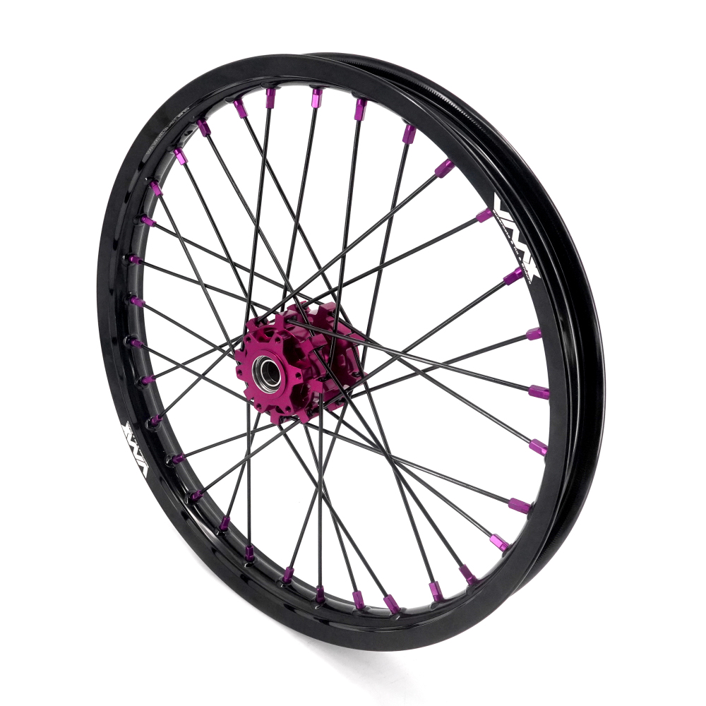 VMX 19/16 Rims fit Light Bee 2019 -2025 -- VMX Electric Dirt Bike Wheels for Surron CNC Purple Hubs New Style with a Front Disc and an Adapter