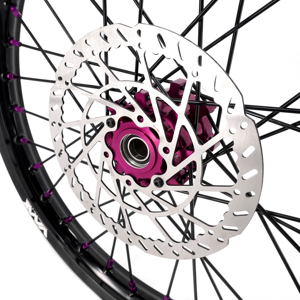 VMX 19/16 Rims fit Light Bee 2019 -2025 -- VMX Electric Dirt Bike Wheels for Surron CNC Purple Hubs New Style with a Front Disc and an Adapter
