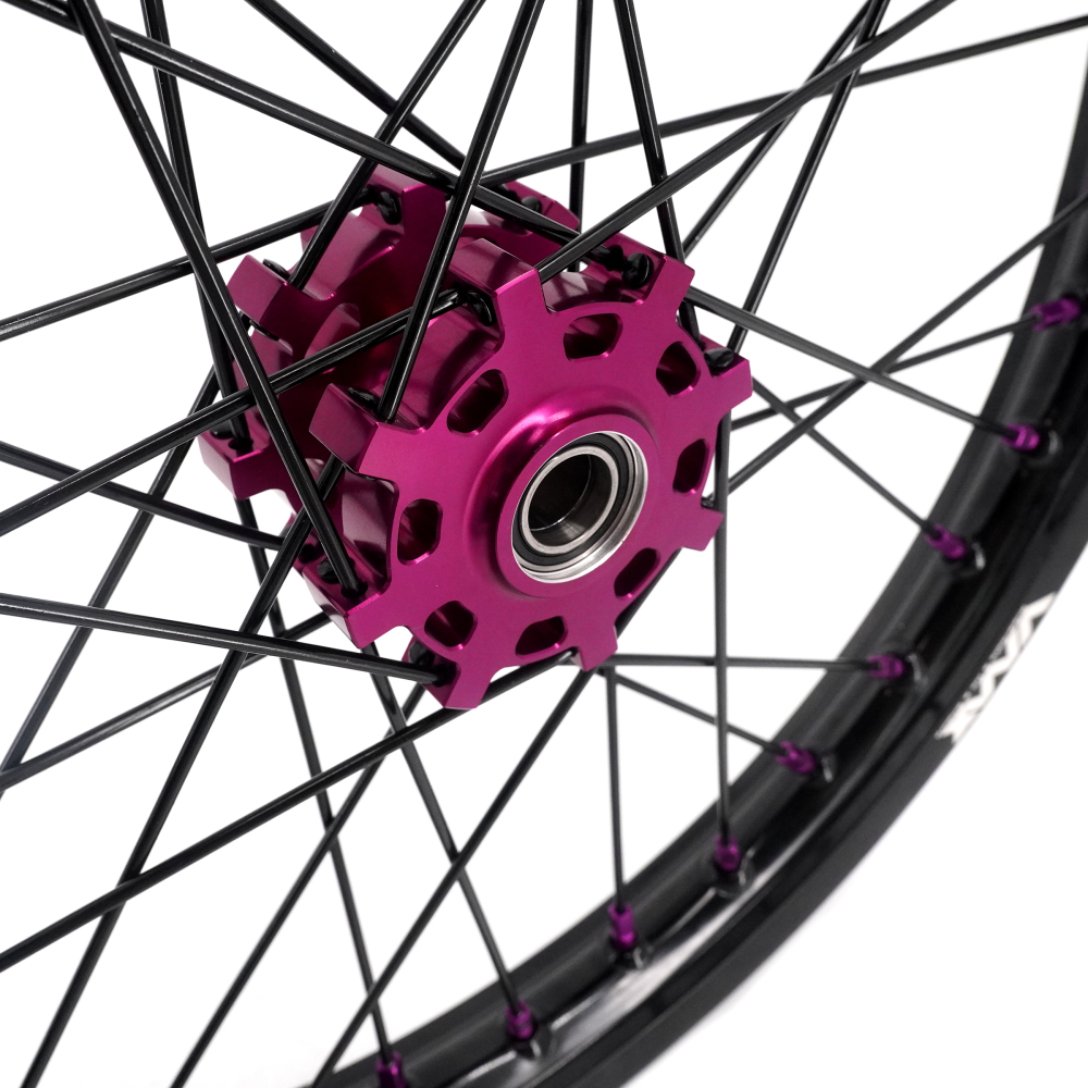 VMX 19/16 Rims fit Light Bee 2019 -2025 -- VMX Electric Dirt Bike Wheels for Surron CNC Purple Hubs New Style with a Front Disc and an Adapter
