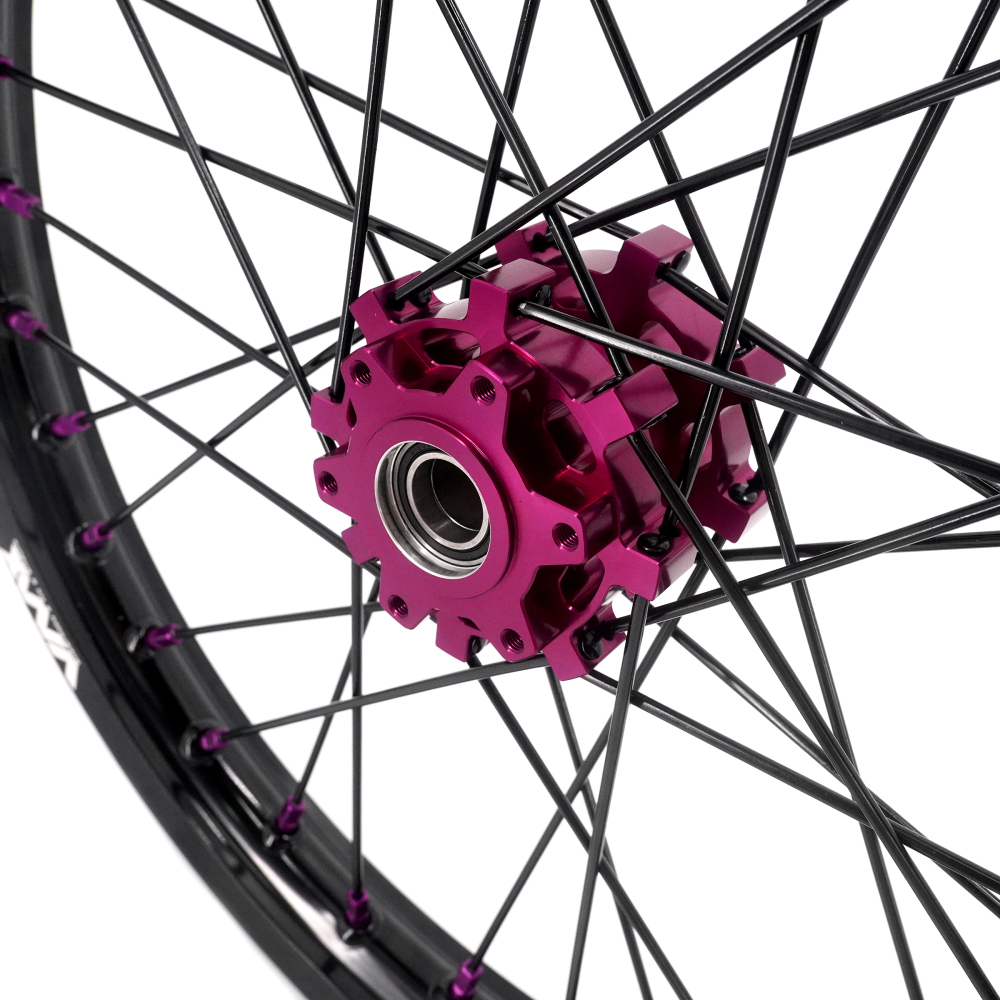 VMX 19/16 Rims fit Light Bee 2019 -2025 -- VMX Electric Dirt Bike Wheels for Surron CNC Purple Hubs New Style with a Front Disc and an Adapter