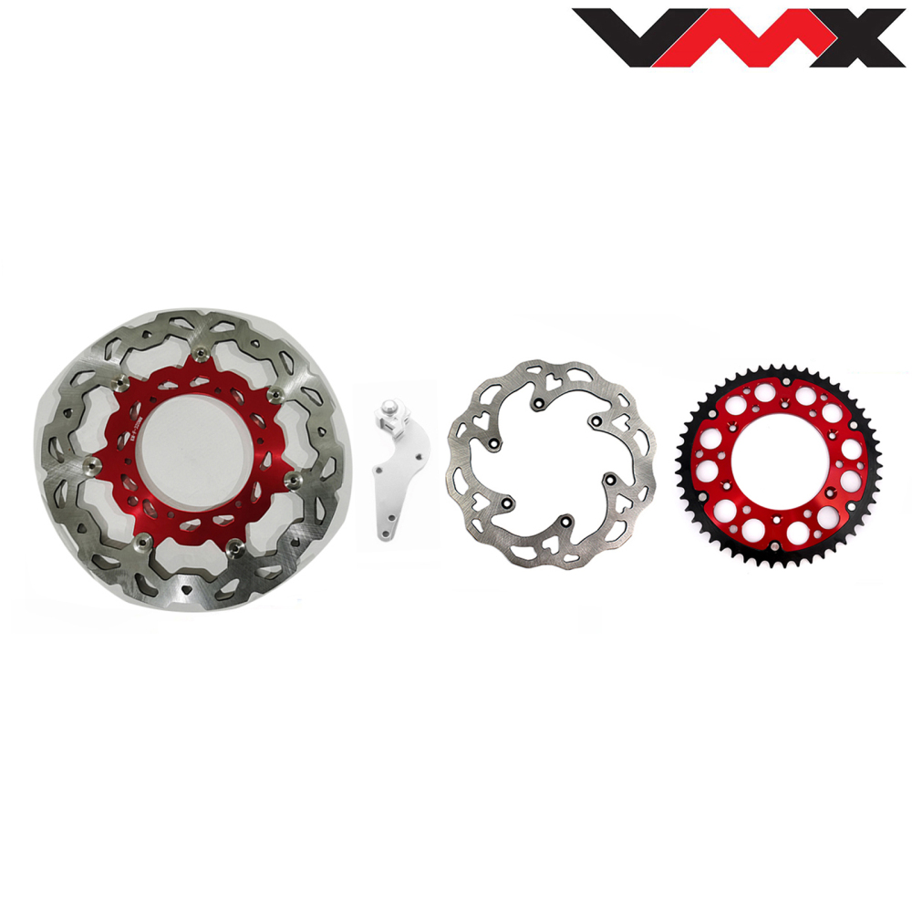 VMX Front and Rear Brake Disc, Rotors with Adapter, 44T Sprocket Compatible with KTM New Models / Stark Varg 69mm Black