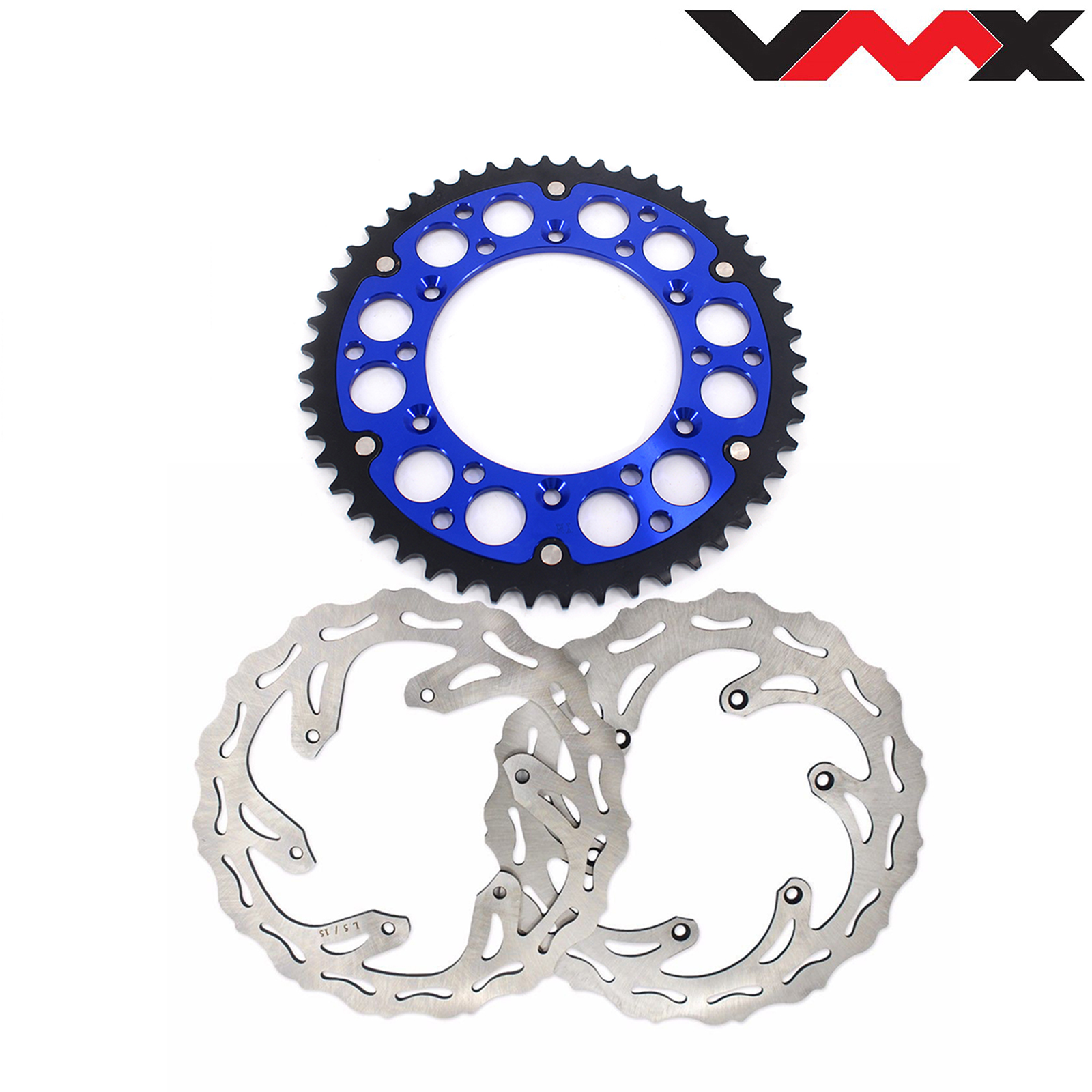 For Yamaha YZ125 YZ250 YZ250F YZ450F WR250F WR450F -- VMX Blue Hybrid Sprocket / 250mm Front Rotor / 245mm Rear Disc