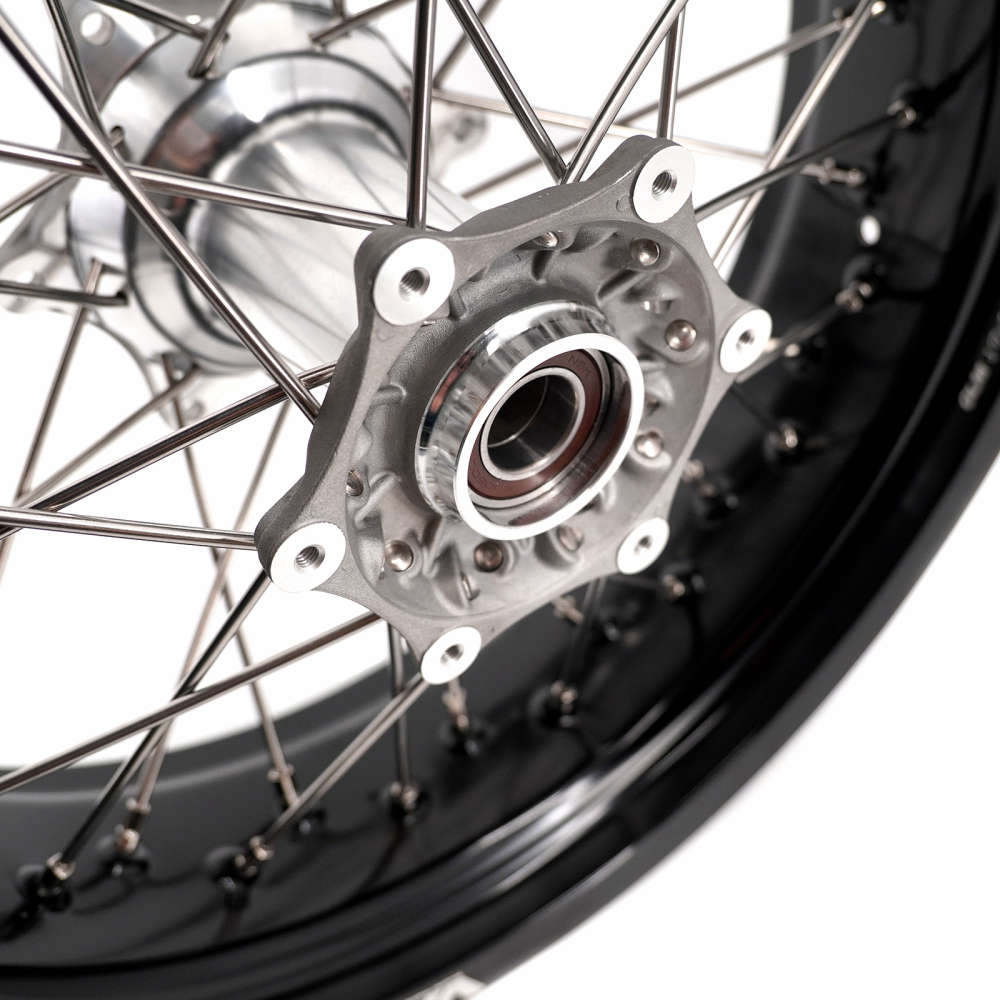 VMX 3.5/5.0 Motorcycle Casting Supermoto Wheels Compatible with KTM SX-F EXC 250 500 530 Silver Hub