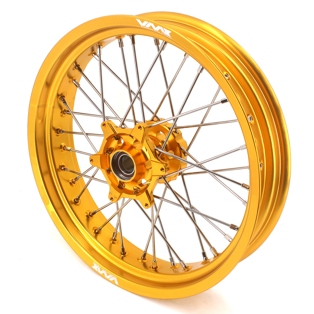 Compatible with Stark Varg All Models--VMX 3.5/5.0 Motorcycle Supermoto Wheels CNC Gold Hubs Gold Rims