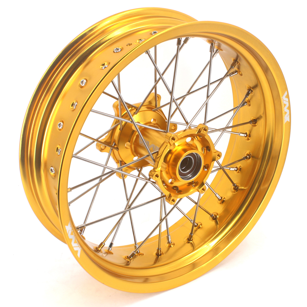 Compatible with Stark Varg All Models--VMX 3.5/5.0 Motorcycle Supermoto Wheels CNC Gold Hubs Gold Rims