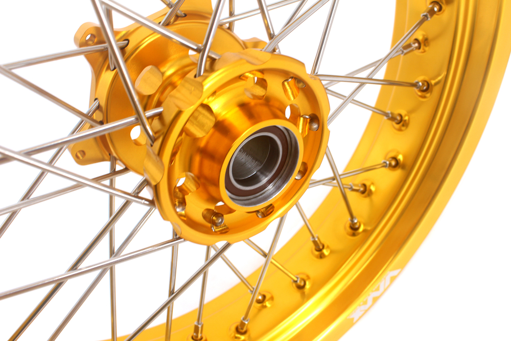 Compatible with Stark Varg All Models--VMX 3.5/5.0 Motorcycle Supermoto Wheels CNC Gold Hubs Gold Rims