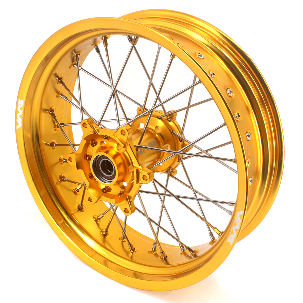 Compatible with Stark Varg All Models--VMX 3.5/5.0 Motorcycle Supermoto Wheels CNC Gold Hubs Gold Rims