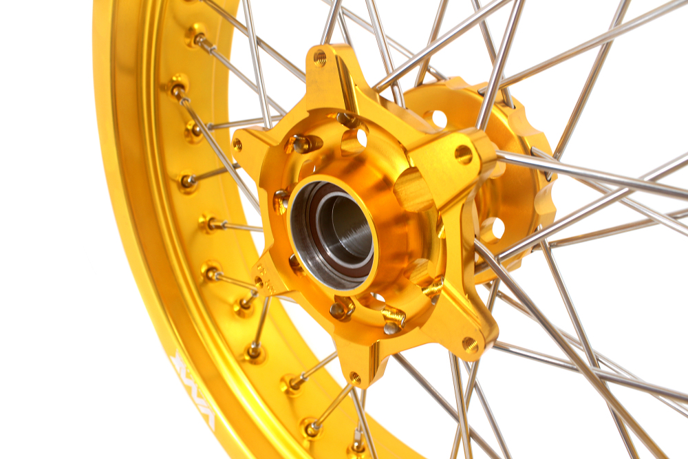 Compatible with Stark Varg All Models--VMX 3.5/5.0 Motorcycle Supermoto Wheels CNC Gold Hubs Gold Rims