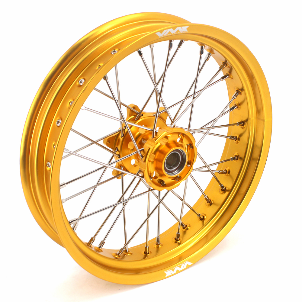 Compatible with Stark Varg All Models--VMX 3.5/5.0 Motorcycle Supermoto Wheels CNC Gold Hubs Gold Rims