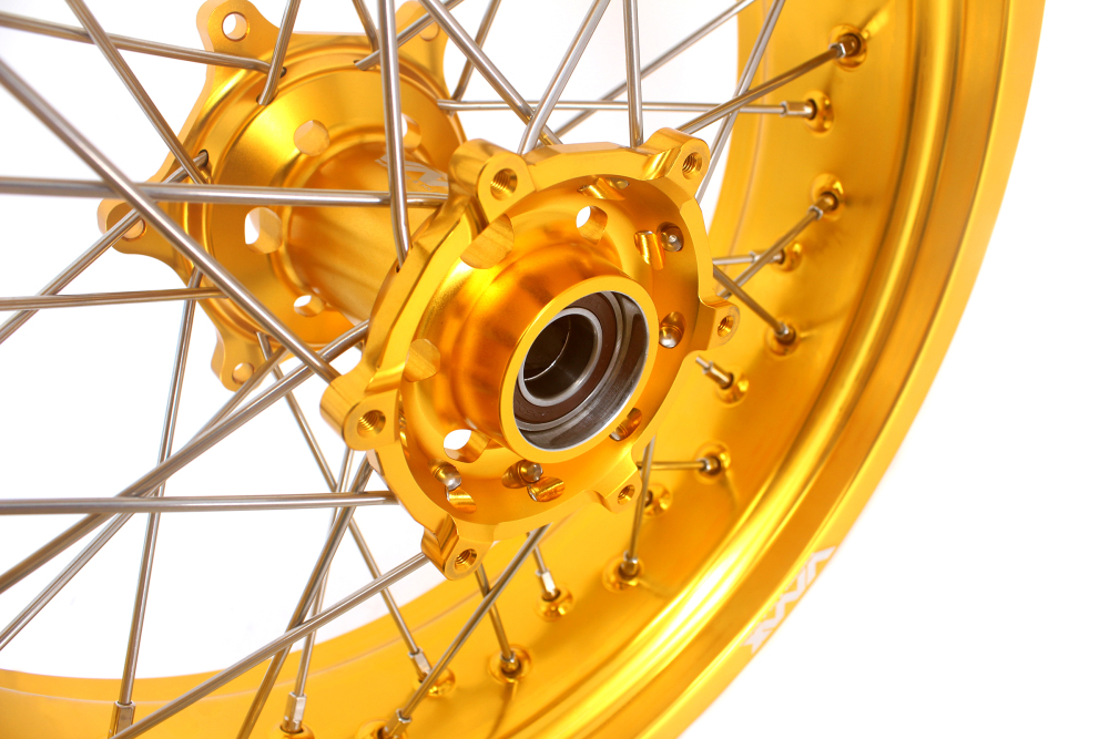 Compatible with Stark Varg All Models--VMX 3.5/5.0 Motorcycle Supermoto Wheels CNC Gold Hubs Gold Rims