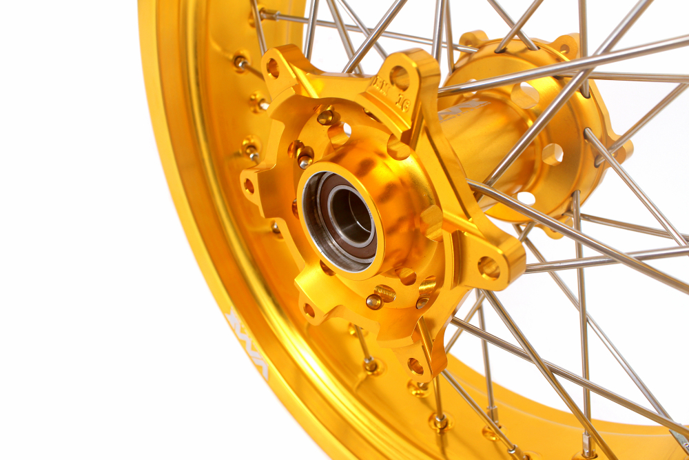 Compatible with Stark Varg All Models--VMX 3.5/5.0 Motorcycle Supermoto Wheels CNC Gold Hubs Gold Rims