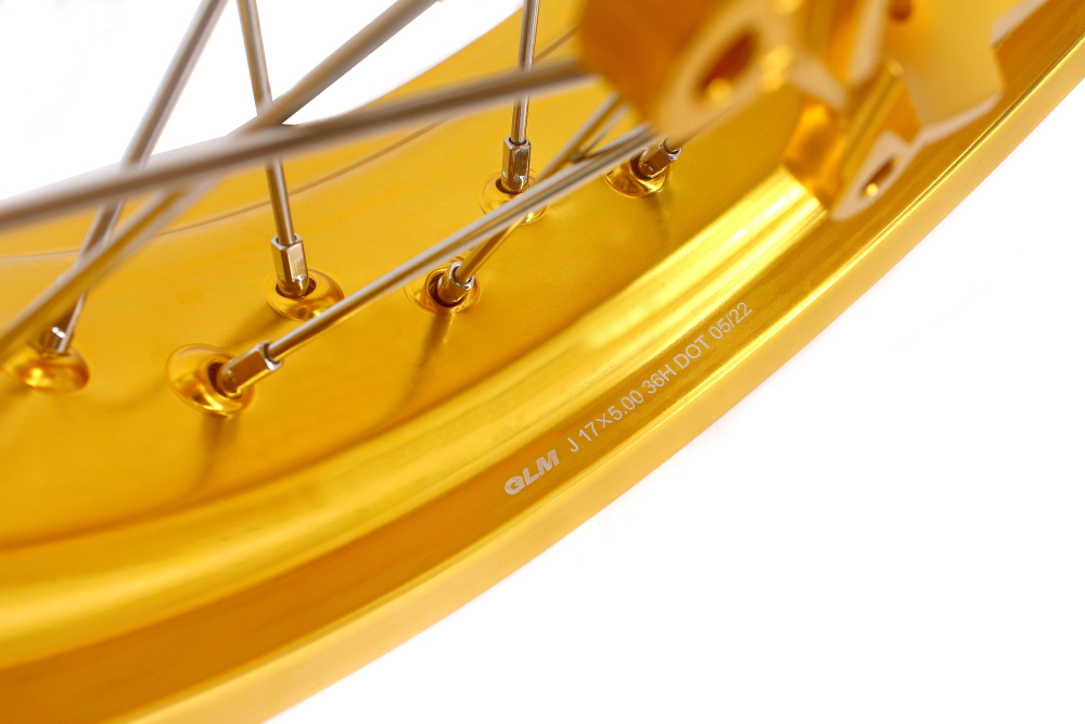 Compatible with Stark Varg All Models--VMX 3.5/5.0 Motorcycle Supermoto Wheels CNC Gold Hubs Gold Rims