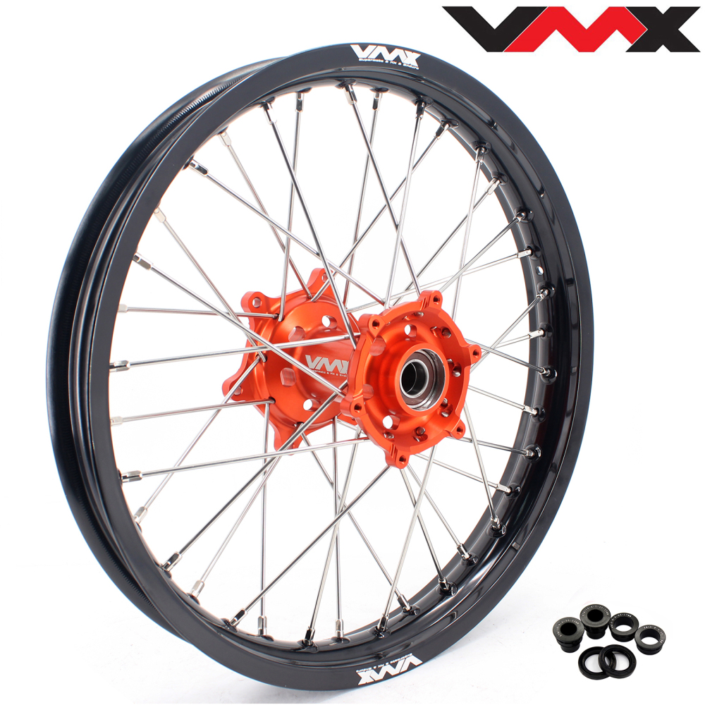 VMX 2.15*19 Rear Wheel Compatible with KTM SX SXF XC XC-F 125 -530cc CNC Orange Hub 2000- 2027