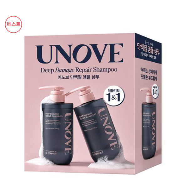 UNOVE DEEP DAMAGE REPAIR SHAMPOO 500G +500G(PROTEIN AMPOULE SHAMPOO)