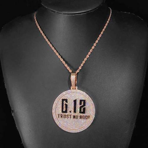 Custom 3D Big Disc Letter Necklace in Rose Gold with CZ Diamonds – Personalized Name Jewelry