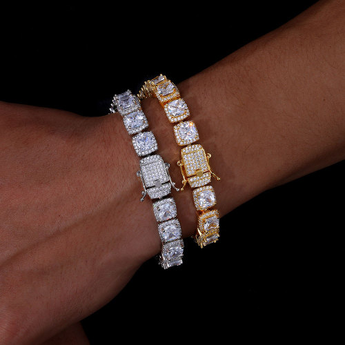 10mm Iced Out Cluster Tennis Bracelets