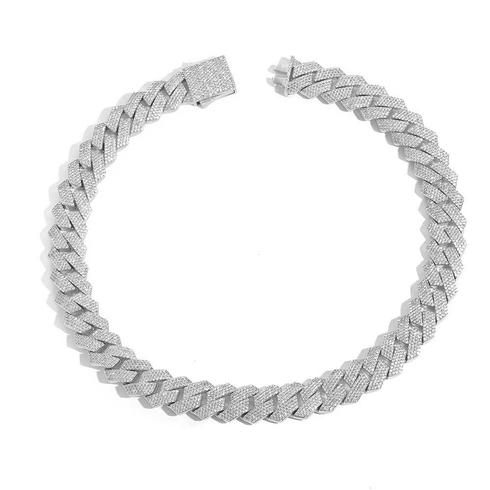 Iced Out 19mm VVS Moissanite Cuban Chain – 925 Silver Hip Hop Jewelry