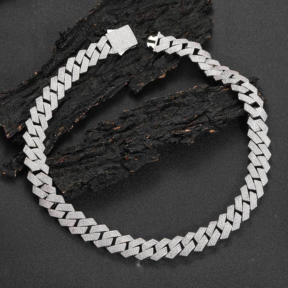 Iced Out 19mm VVS Moissanite Cuban Chain – 925 Silver Hip Hop Jewelry