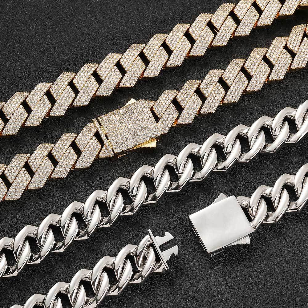 Iced Out 19mm VVS Moissanite Cuban Chain – 925 Silver Hip Hop Jewelry